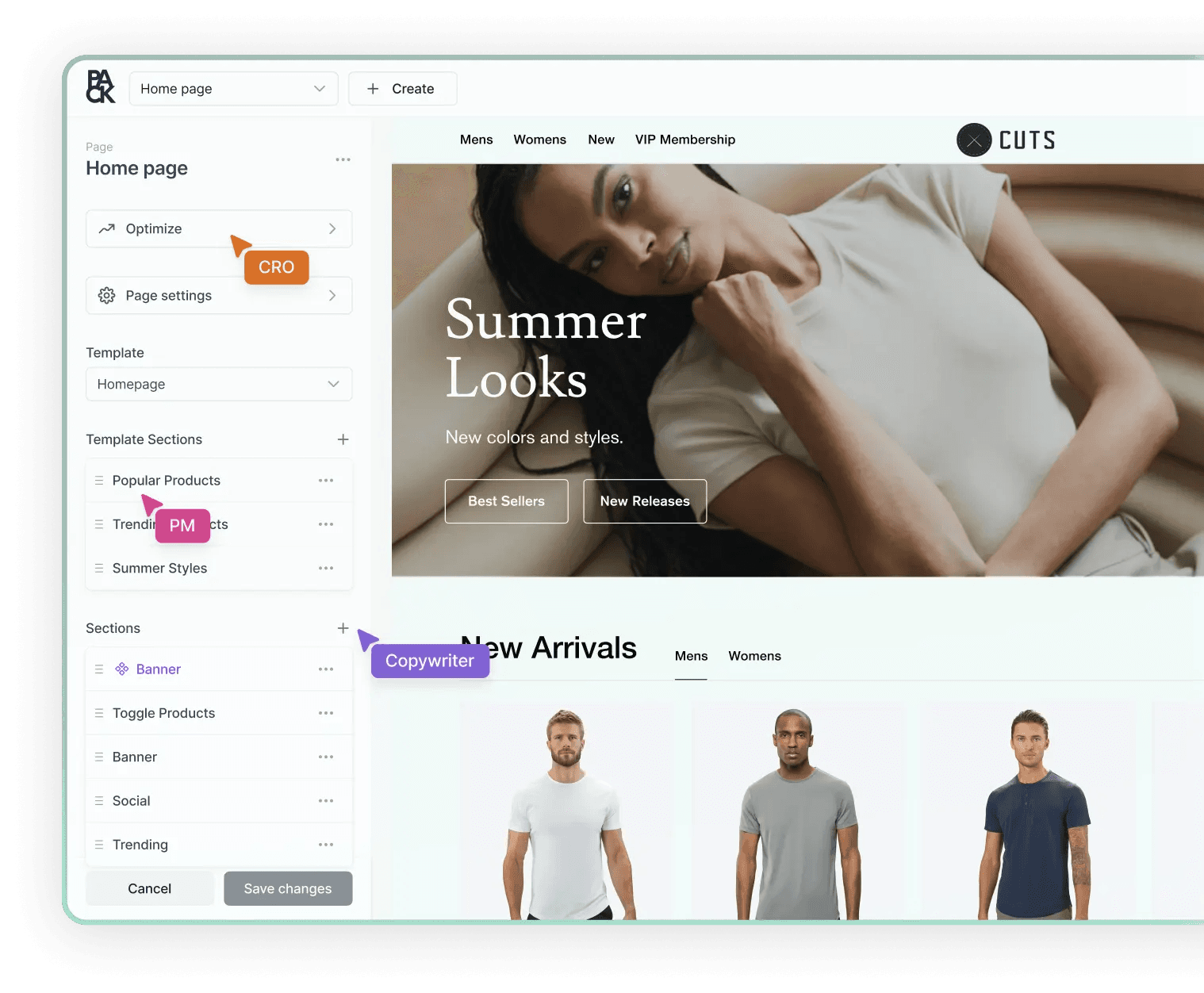 Playbook winners built into the storefront with Pack
