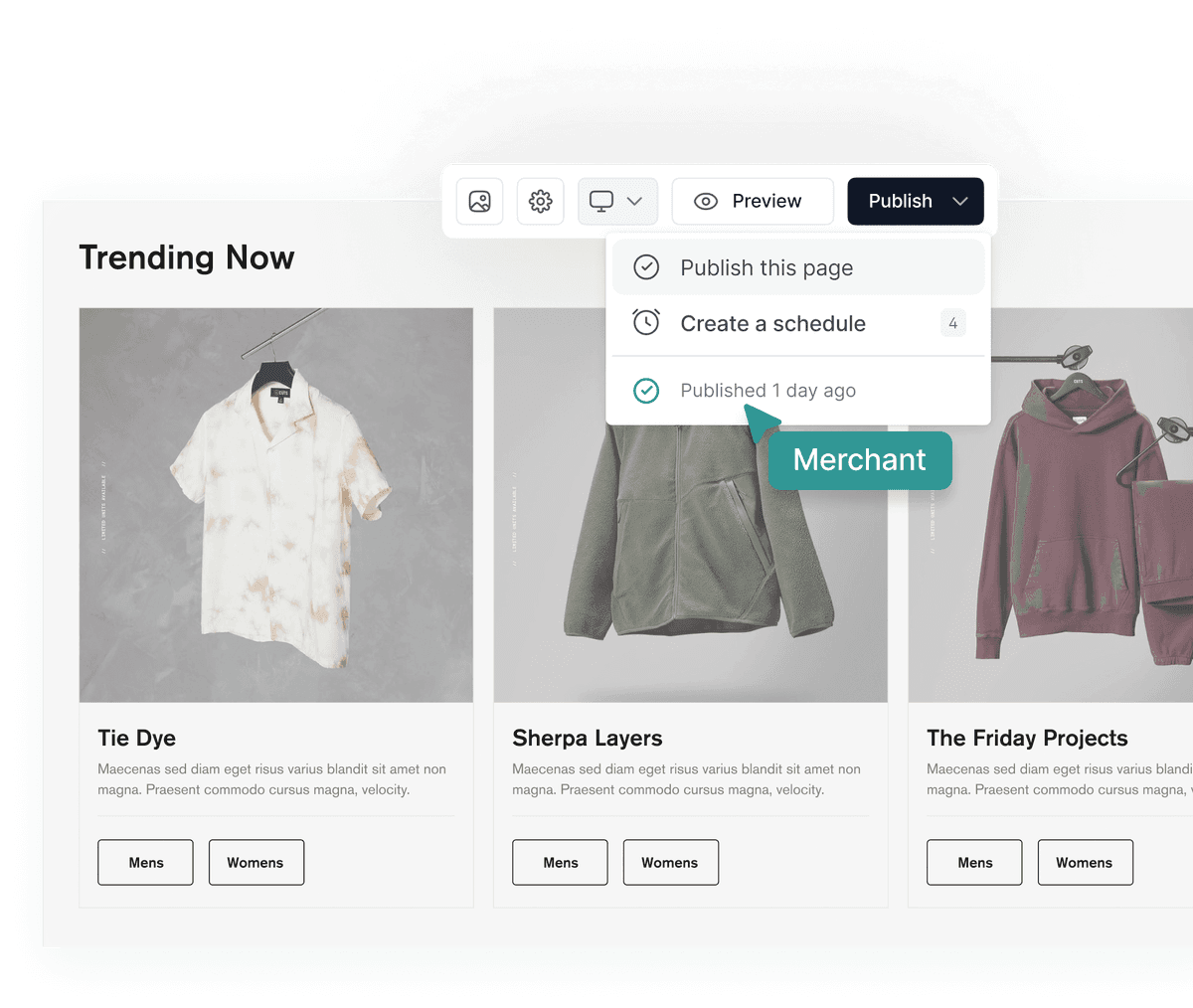 Publishing a page in Pack