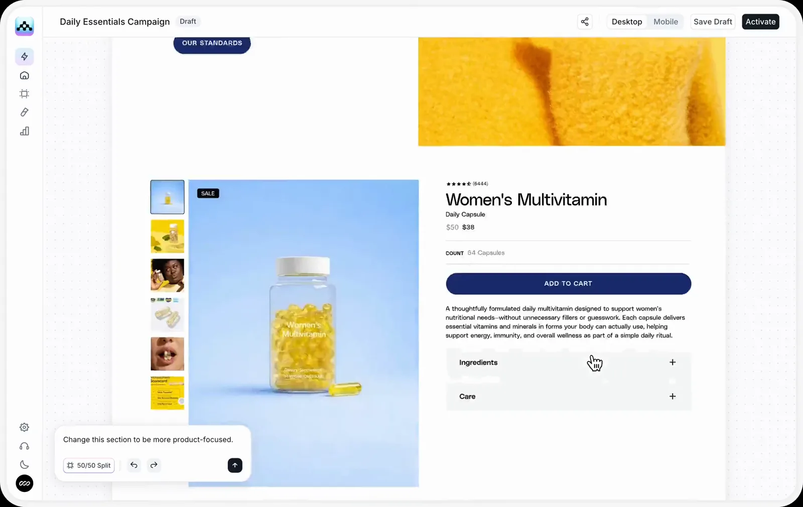 Playbook editor building a branded landing page experience