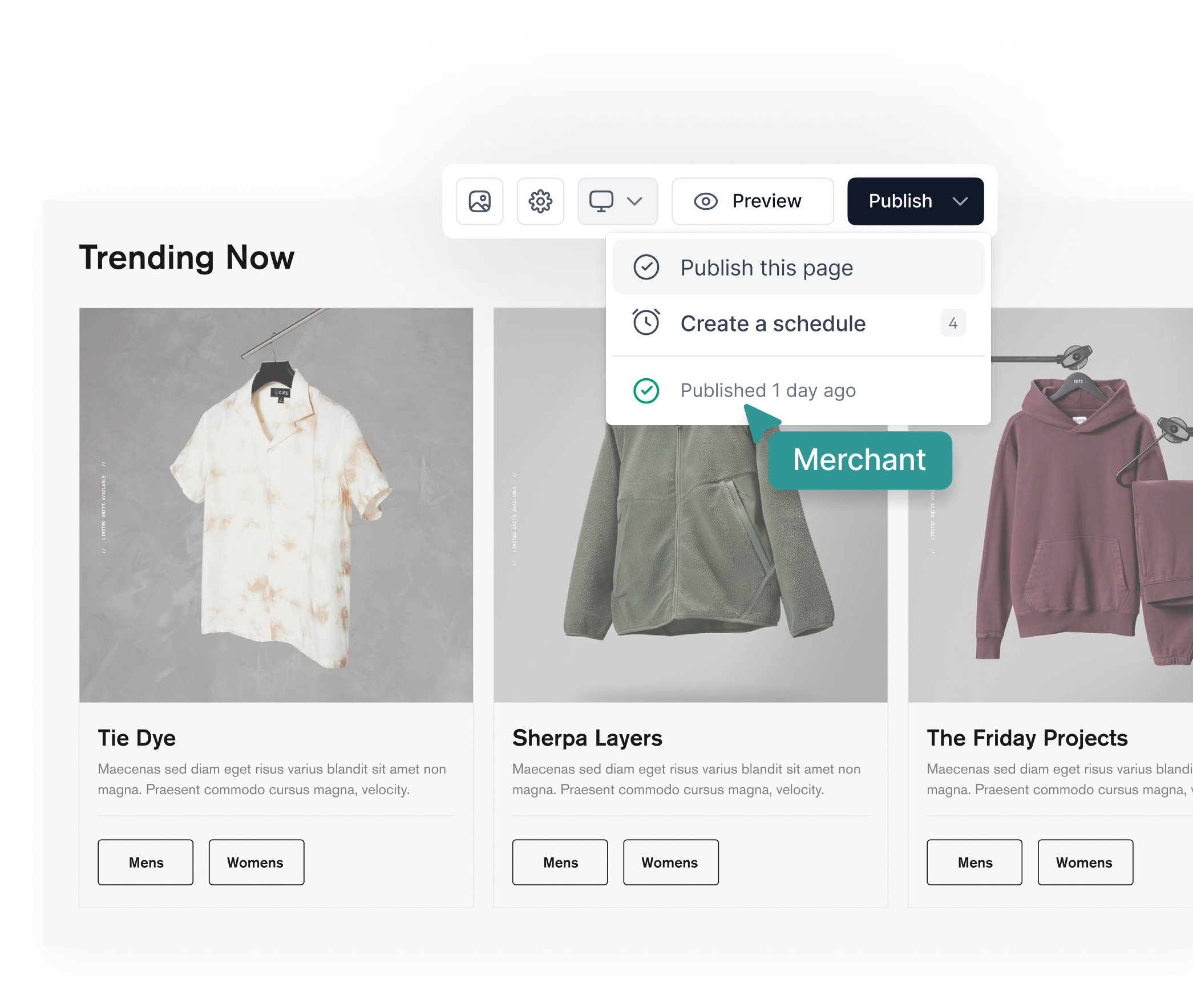 Publishing a page in Pack